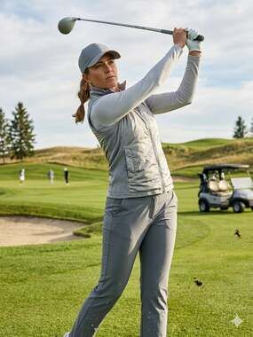 Ralph Lauren Golf Gray Hybrid Quilted Zip Up Vest Knit Vest Size M